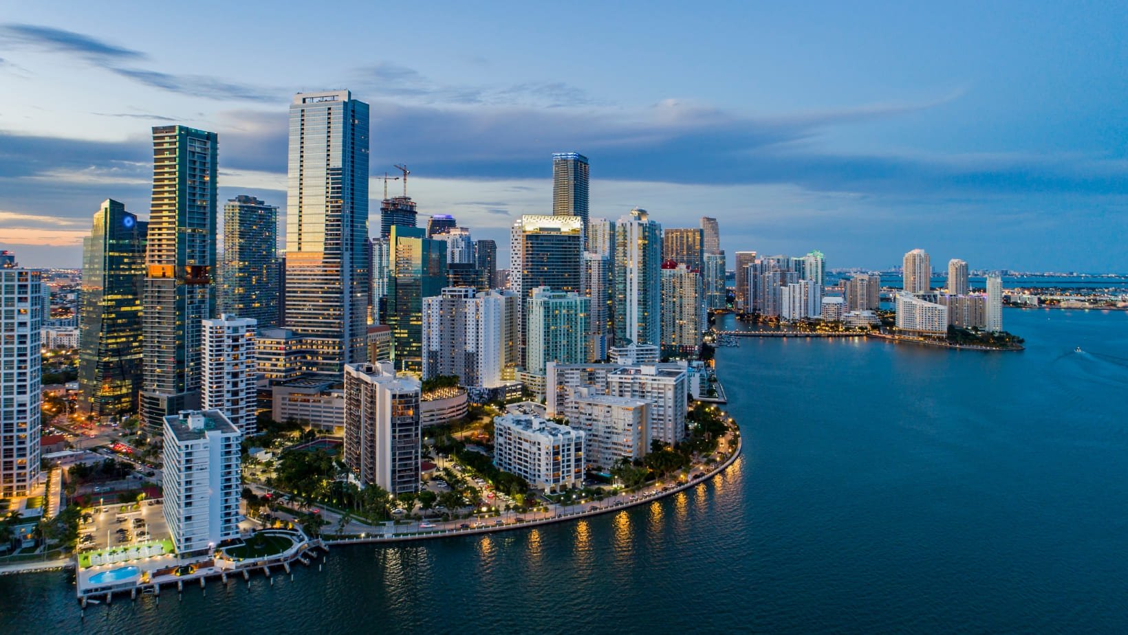 Miami skyline in sunset